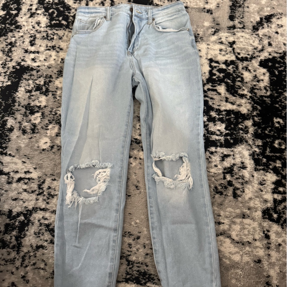 No Boundaries Distressed Light Blue Straight Jeans